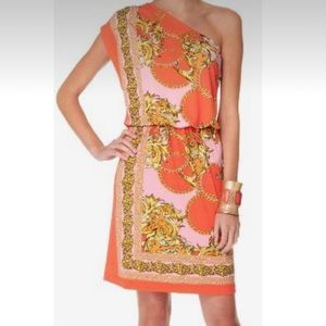 Maggy London One Shoulder Floral Chain Print Dress